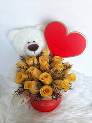 Bright Fresh 1 Dozen of Roses with Bear