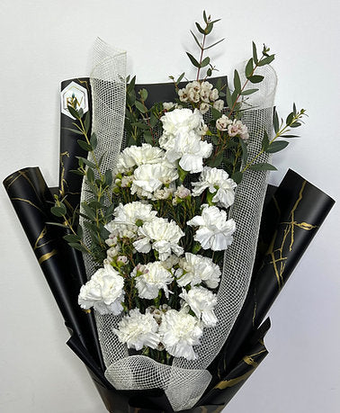 Charming White Fresh Carnation Bouquet