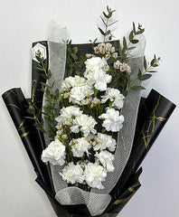 Charming White Fresh Carnation Bouquet