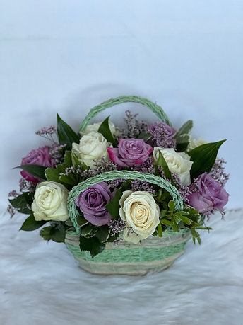 Purple Arrangement in a Basket