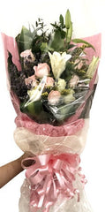 Pink Blushing Lily and Rose Bouquet