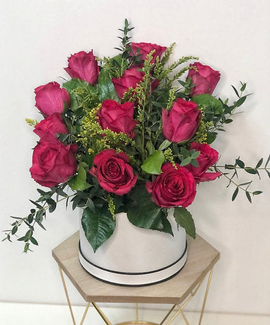 Fresh Fushcia Pink Roses in a Box