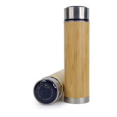 BAMBOO TEMPERATURE LED DISPLAY BOTTLE