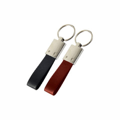 Metal Keychains with Leather Strap