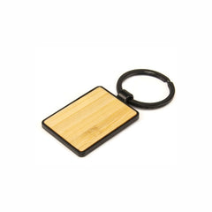 Promotional Rectangular Metal Key-chain with Bamboo