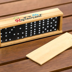 Classic 28-Piece Wooden Domino Set in Sliding Storage Box