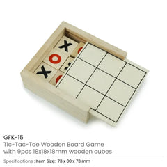 Classic Tic-Tac-Toe Wooden Board Game with Sliding Storage Box