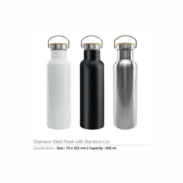 Stainless Steel Flask with Bamboo Lid
