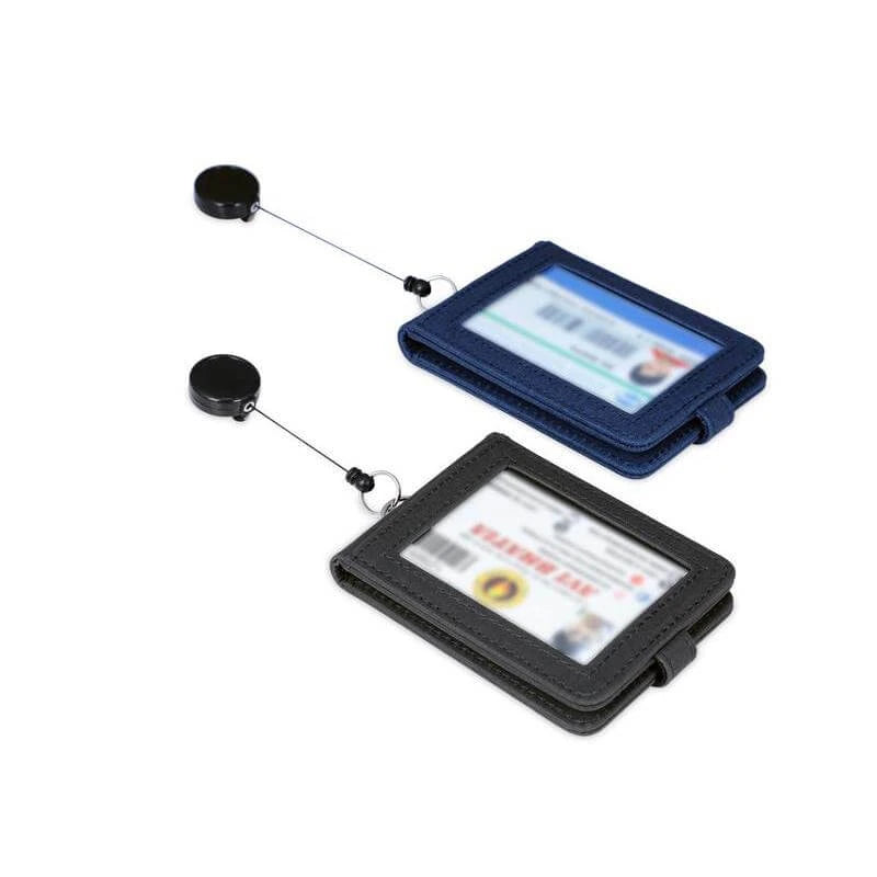 Executive Recycled PU ID Holder with Integrated Retractable Reel – Stealth Black