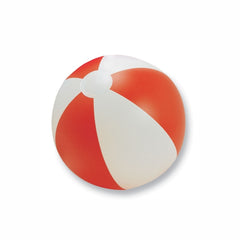 Inflatable beach ball with coloured stripes