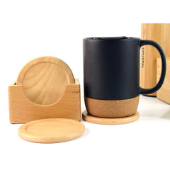 WOOD COASTERS WITH HOLDER