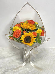 Radiant Fresh Sunflower and Roses Bouquet