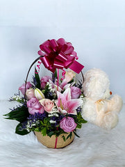Lily and Roses in a Basket