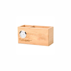 Wooden Pen Stand Card Holder With Clock
