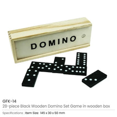 Classic 28-Piece Wooden Domino Set in Sliding Storage Box