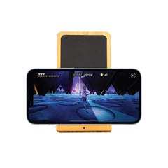 BAMBOO PHONE HOLDER WIRELESS CHARGER LIGHT UP LOGO