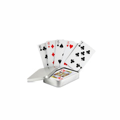 Classic playing cards in a silver tin box. 54 cards.