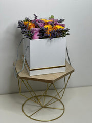 Bright Fresh Purple & Yellow Roses in a Box