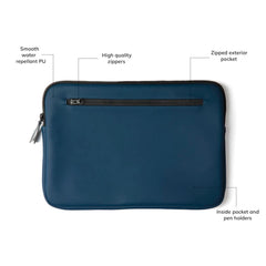 Executive Nubuck Laptop Sleeve – 15” Water-Repellent Edition (Navy)