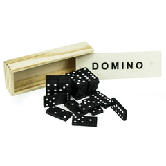 Classic 28-Piece Wooden Domino Set in Sliding Storage Box