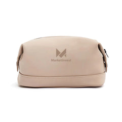 Minimalist Nubuck Wash Bag – Water-Repellent Travel Organizer (Beige)