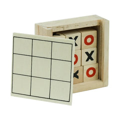 Classic Tic-Tac-Toe Wooden Board Game with Sliding Storage Box