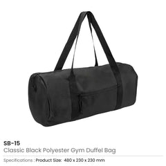 Classic Lightweight Polyester Duffle Gym Bag (Black)