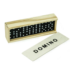 Classic 28-Piece Wooden Domino Set in Sliding Storage Box