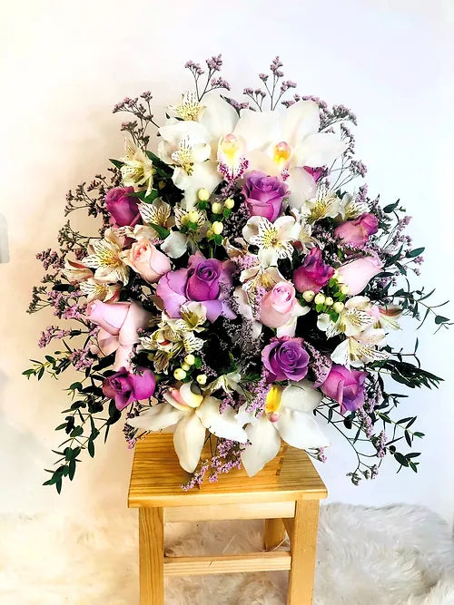 Extravagant White and Purple Arrangement