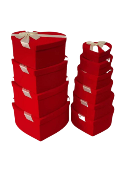 Velvet Heart-shaped Ribbon Box with lid