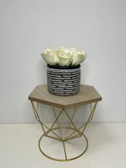 Dreamy White Roses in a Ceramic Vase