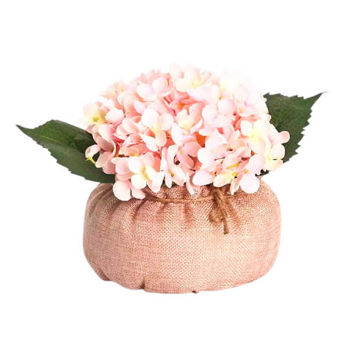 Hydrangea in Burlap Bag