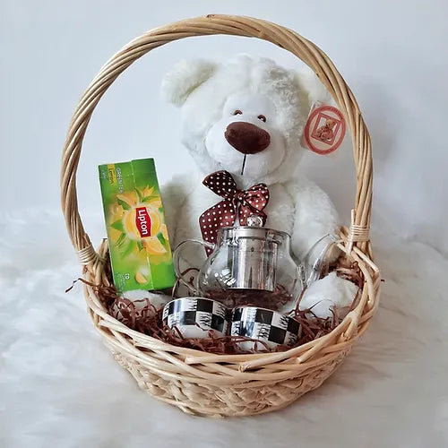 Snowy Present with Perfect Tea Set