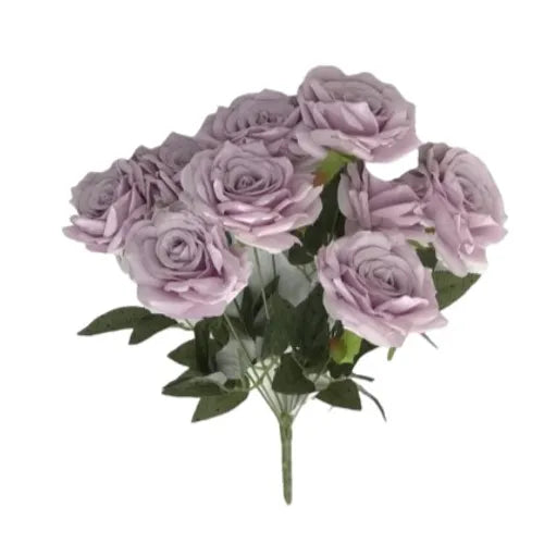 Artificial Purple Rose Bunch x 3pcs