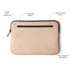 Minimalist Nubuck Laptop Sleeve – 15” Water-Repellent Edition (Beige)