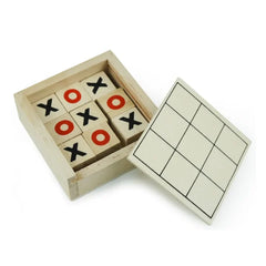 Classic Tic-Tac-Toe Wooden Board Game with Sliding Storage Box