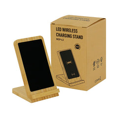 Bamboo Fast Wireless Charger Stand 15W with LED Logo