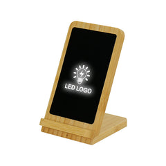 Bamboo Fast Wireless Charger Stand 15W with LED Logo