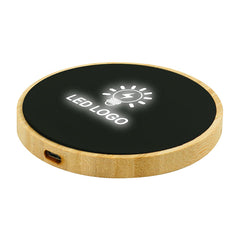 Bamboo Wireless Charger 15W Fast Charging with LED Logo