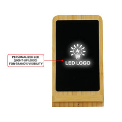 Bamboo Fast Wireless Charger Stand 15W with LED Logo