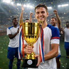 Metal Open Cup Trophies & Removable Ribbon Attached to Both Handles