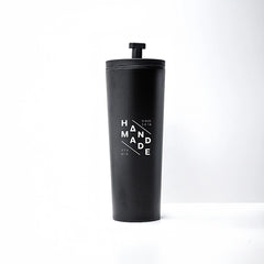 Premium Black Double-Wall Tumbler with Integrated Straw