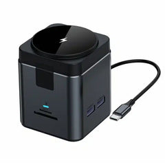 8n1 HUB – Gunmetal Multi-Port Charging Hub with Integrated MagSafe Wireless Charging & 100W Type-C Power