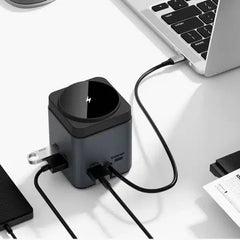 8n1 HUB – Gunmetal Multi-Port Charging Hub with Integrated MagSafe Wireless Charging & 100W Type-C Power