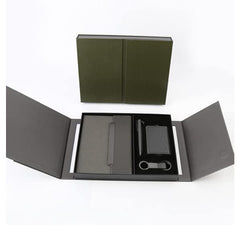 BUSINESS SET – Premium 5-Piece Professional Gift Set with PU Notebook, Metal Pen, Card Holder & Keychain in Elegant Box