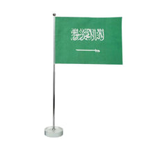 Flag with Metal Pole & Clear Glass Round Base