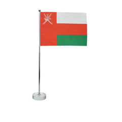 Flag with Metal Pole & Clear Glass Round Base