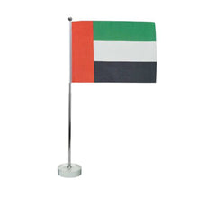 Flag with Metal Pole & Clear Glass Round Base