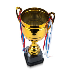 Metal Open Cup Trophies & Removable Ribbon Attached to Both Handles