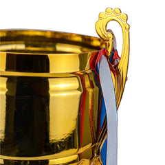 Metal Open Cup Trophies & Removable Ribbon Attached to Both Handles